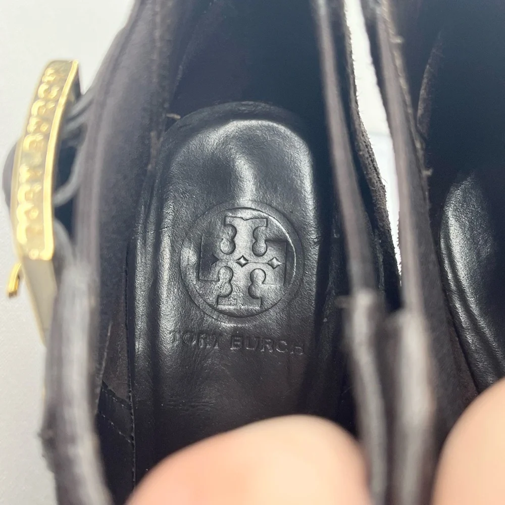Tory Burch Women’s Size 9.5 Black Suede “Adrienne” Chelsea Wedge Ankle Boots
